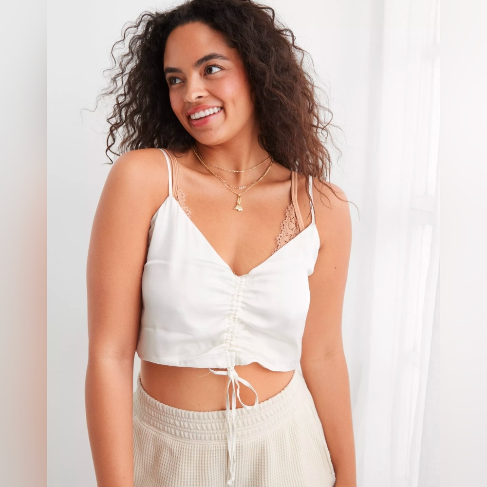 AERIE ⭐⭐⭐⭐⭐ REVIEWS Satin Cinched Crop Top